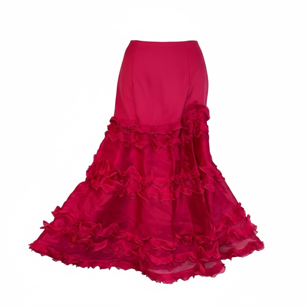 Manzoni Fuchsia Ruffle 100% Silk Skirt
